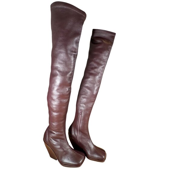 Khaite Morgan Over The Knee Boots Deep Wine Maroon Red Size 41 - Picture 2 of 14